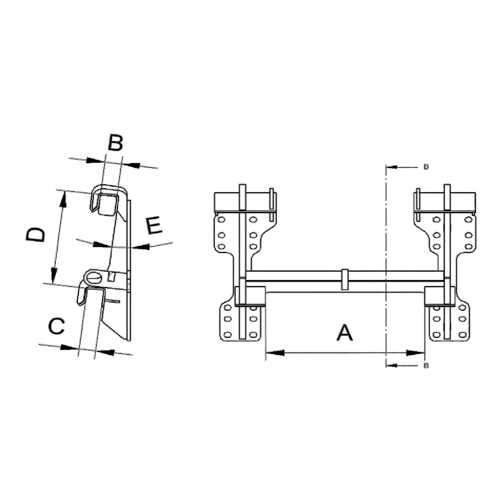 Quicke hook set M16 S Schäffer square 336 for Plus implements