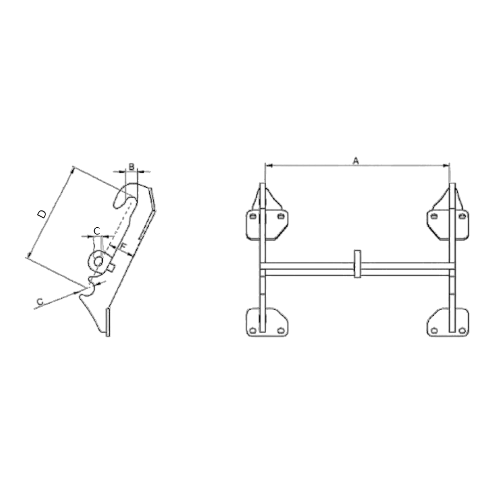 Quicke hook set M16 S Thaler 40x80 for Plus implements