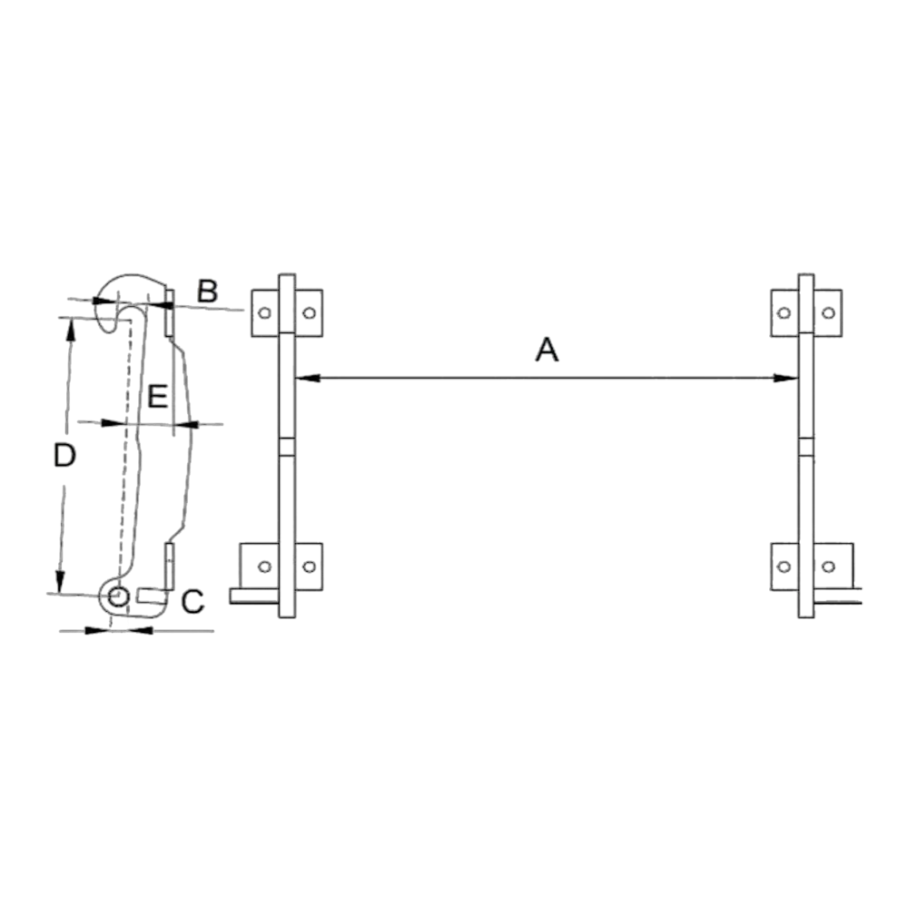 Conjunto de ganchos Quicke M16 L JCB Q-fit para alfaias Plus